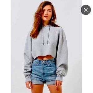 Champion Cross Weave Gray Crop Hoodie size small